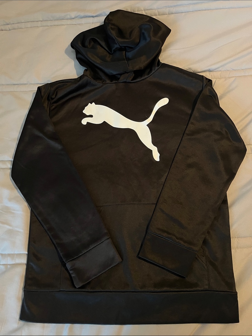 Puma Black Hoodie with White Puma Cat Logo